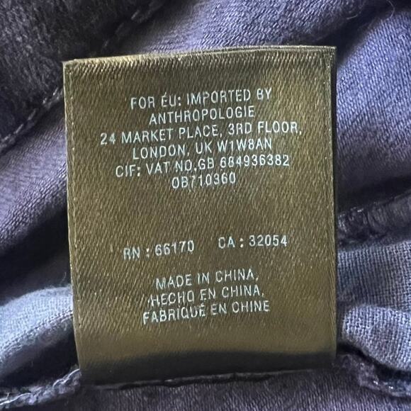 Anthropologie Mid-Rise Velvet Pants Stretch Ankle Crop Skinny Trousers Blue Sz 8 - Picture 9 of 10